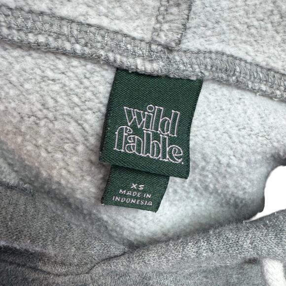 Wild Fable Women Gray Long Sleeves Cutoff Hem Cropped Hoodie Size XS - Picture 5 of 5